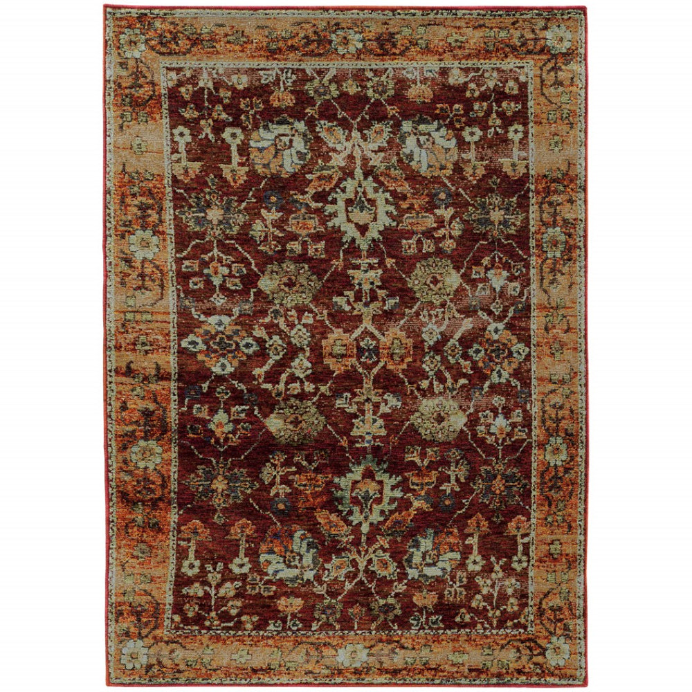 HomeRoots 10' Red and Gold Oriental Power Loom Area Rug – Timeless Elegance, Comfort, and Durability for Your Home 10' X 13' 509987