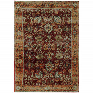 Homeroots 10' X 13' Red And Gold Oriental Power Loom Area Rug  Other Material 509987
