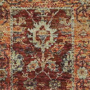 Homeroots 8' Runner Red And Gold Oriental Power Loom Runner Rug  Other Material 509989