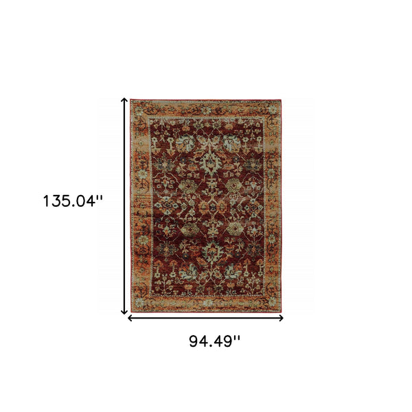 Homeroots 8' X 11' Red And Gold Oriental Power Loom Area Rug  Other Material 509994
