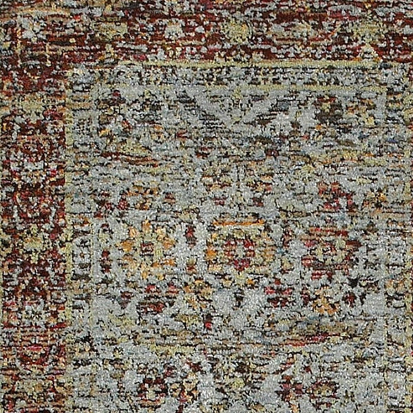 HomeRoots 10' Stunning Blue and Green Oriental Power Loom Area Rug – Durable, Stain-Resistant, Timeless Style 2'3" x 8' 509998