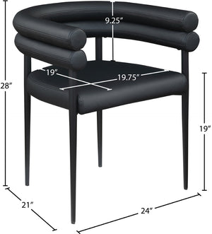 Meridian Furniture Lavina Vegan Leather Dining Chair with Matte Iron Frame for Modern Spaces Black 509Black-C