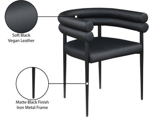 Meridian Furniture Lavina Vegan Leather Dining Chair with Matte Iron Frame for Modern Spaces Black 509Black-C