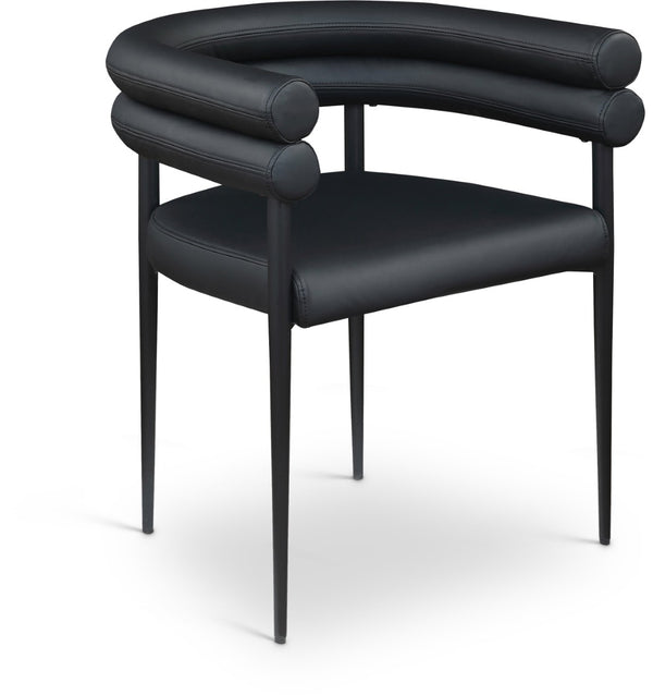 Meridian Furniture Lavina Vegan Leather Dining Chair with Matte Iron Frame for Modern Spaces Black 509Black-C