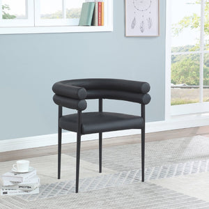 Meridian Furniture Lavina Vegan Leather Dining Chair with Matte Iron Frame for Modern Spaces Black 509Black-C