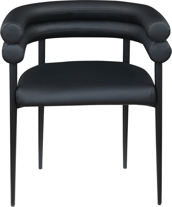 Meridian Furniture Lavina Vegan Leather Dining Chair with Matte Iron Frame for Modern Spaces Black 509Black-C