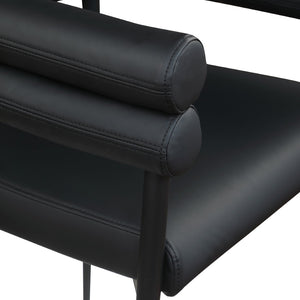 Meridian Furniture Lavina Vegan Leather Dining Chair with Matte Iron Frame for Modern Spaces Black 509Black-C