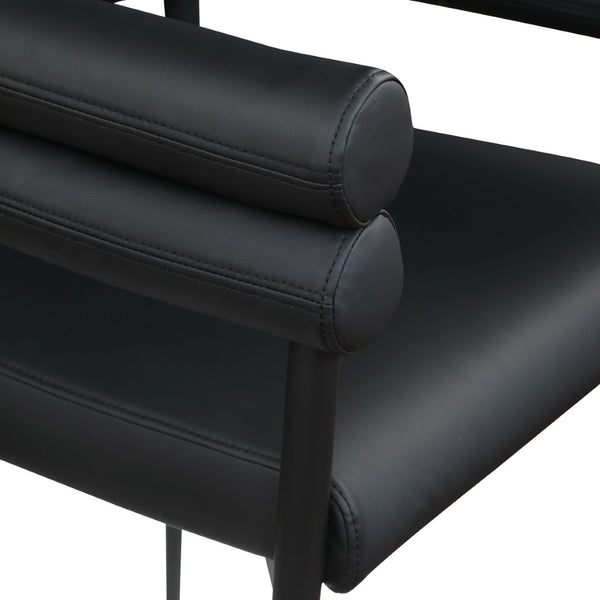 Meridian Furniture Lavina Vegan Leather Dining Chair with Matte Iron Frame for Modern Spaces Black 509Black-C