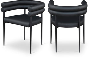 Meridian Furniture Lavina Vegan Leather Dining Chair with Matte Iron Frame for Modern Spaces Black 509Black-C