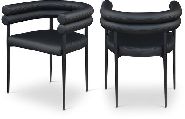 Meridian Furniture Lavina Vegan Leather Dining Chair with Matte Iron Frame for Modern Spaces Black 509Black-C