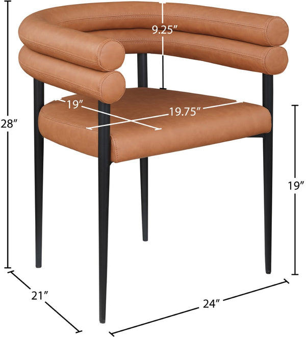 Meridian Furniture Lavina Vegan Leather Dining Chair with Matte Iron Frame for Modern Spaces Cognac 509Cognac-C