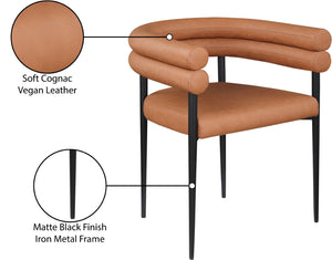 Meridian Furniture Lavina Vegan Leather Dining Chair with Matte Iron Frame for Modern Spaces Cognac 509Cognac-C