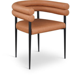Meridian Furniture Lavina Vegan Leather Dining Chair with Matte Iron Frame for Modern Spaces Cognac 509Cognac-C