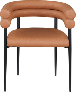 Meridian Furniture Lavina Vegan Leather Dining Chair with Matte Iron Frame for Modern Spaces Cognac 509Cognac-C