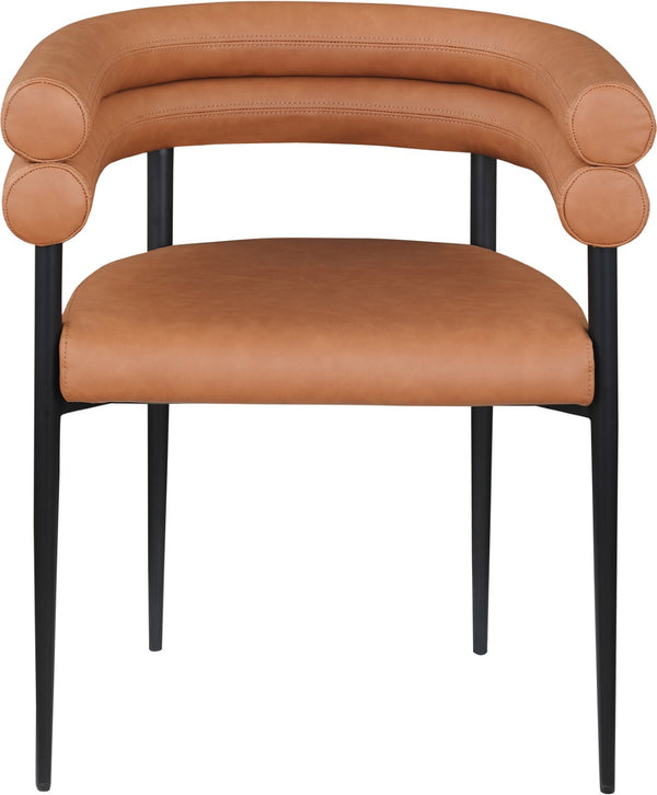 Meridian Furniture Lavina Vegan Leather Dining Chair with Matte Iron Frame for Modern Spaces Cognac 509Cognac-C