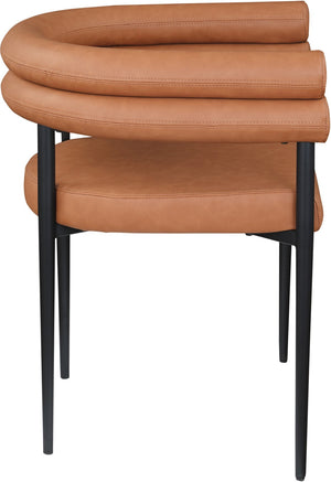 Meridian Furniture Lavina Vegan Leather Dining Chair with Matte Iron Frame for Modern Spaces Cognac 509Cognac-C