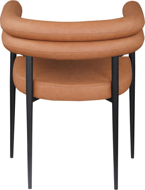 Meridian Furniture Lavina Vegan Leather Dining Chair with Matte Iron Frame for Modern Spaces Cognac 509Cognac-C