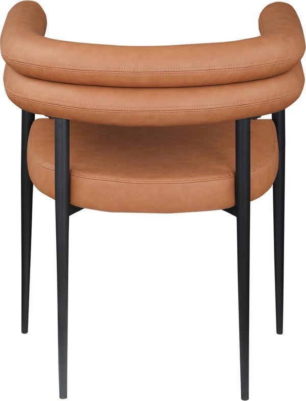 Meridian Furniture Lavina Vegan Leather Dining Chair with Matte Iron Frame for Modern Spaces Cognac 509Cognac-C