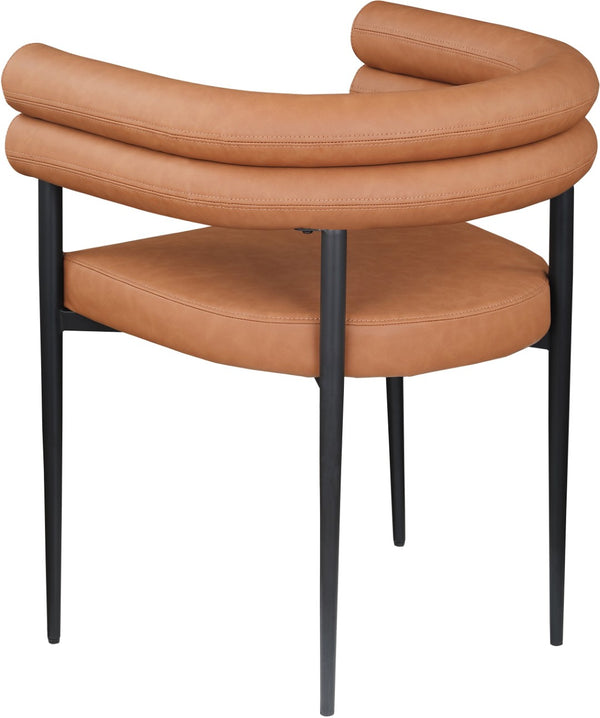 Meridian Furniture Lavina Vegan Leather Dining Chair with Matte Iron Frame for Modern Spaces Cognac 509Cognac-C