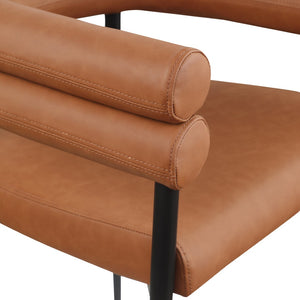 Meridian Furniture Lavina Vegan Leather Dining Chair with Matte Iron Frame for Modern Spaces Cognac 509Cognac-C