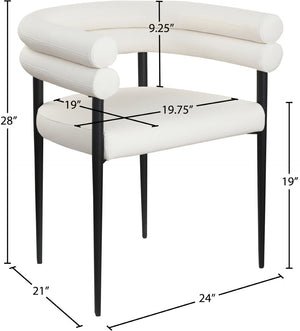 Meridian Furniture Lavina Vegan Leather Dining Chair with Matte Iron Frame for Modern Spaces Cream 509Cream-C