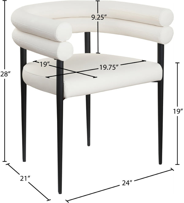Meridian Furniture Lavina Vegan Leather Dining Chair with Matte Iron Frame for Modern Spaces Cream 509Cream-C