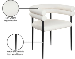 Meridian Furniture Lavina Vegan Leather Dining Chair with Matte Iron Frame for Modern Spaces Cream 509Cream-C