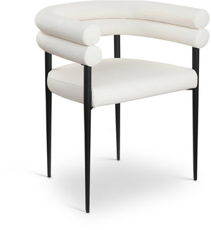 Meridian Furniture Lavina Vegan Leather Dining Chair with Matte Iron Frame for Modern Spaces Cream 509Cream-C