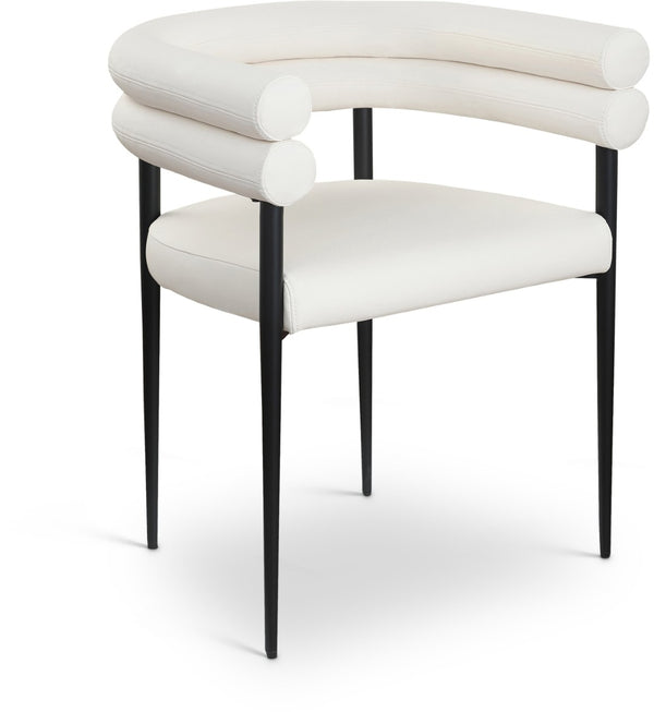 Meridian Furniture Lavina Vegan Leather Dining Chair with Matte Iron Frame for Modern Spaces Cream 509Cream-C