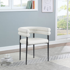 Meridian Furniture Lavina Vegan Leather Dining Chair with Matte Iron Frame for Modern Spaces Cream 509Cream-C