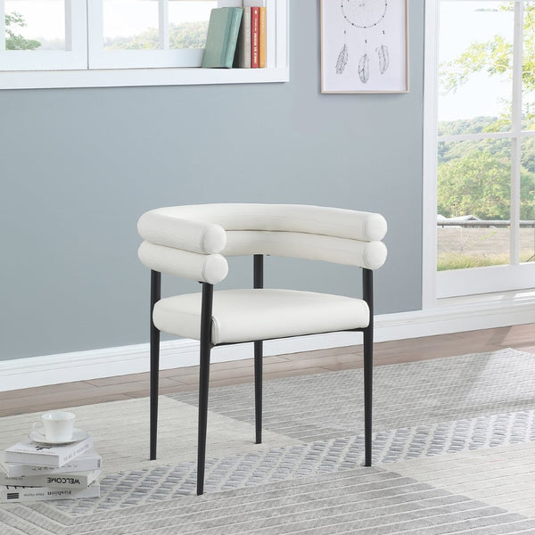 Meridian Furniture Lavina Vegan Leather Dining Chair with Matte Iron Frame for Modern Spaces Cream 509Cream-C