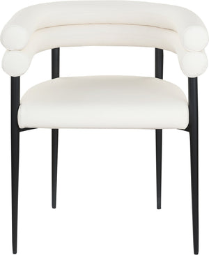 Meridian Furniture Lavina Vegan Leather Dining Chair with Matte Iron Frame for Modern Spaces Cream 509Cream-C