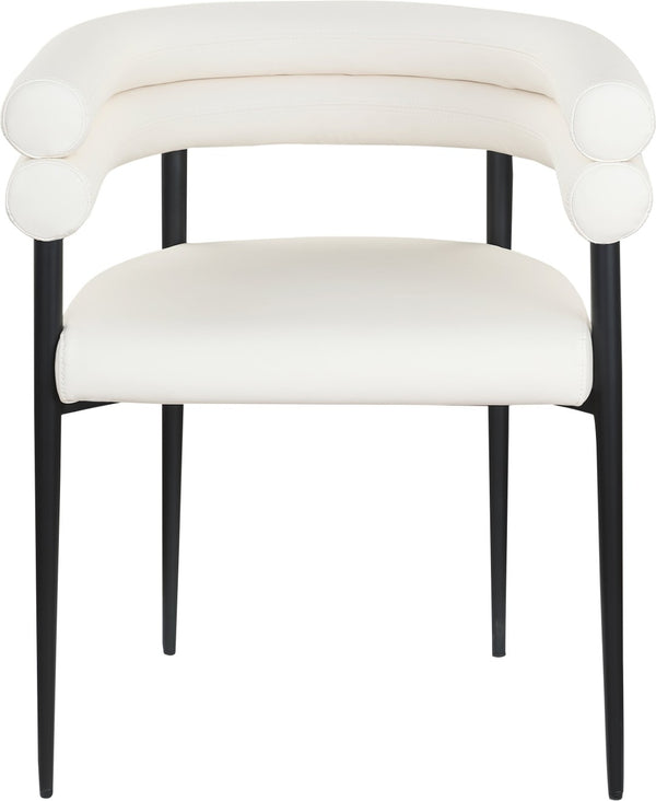 Meridian Furniture Lavina Vegan Leather Dining Chair with Matte Iron Frame for Modern Spaces Cream 509Cream-C