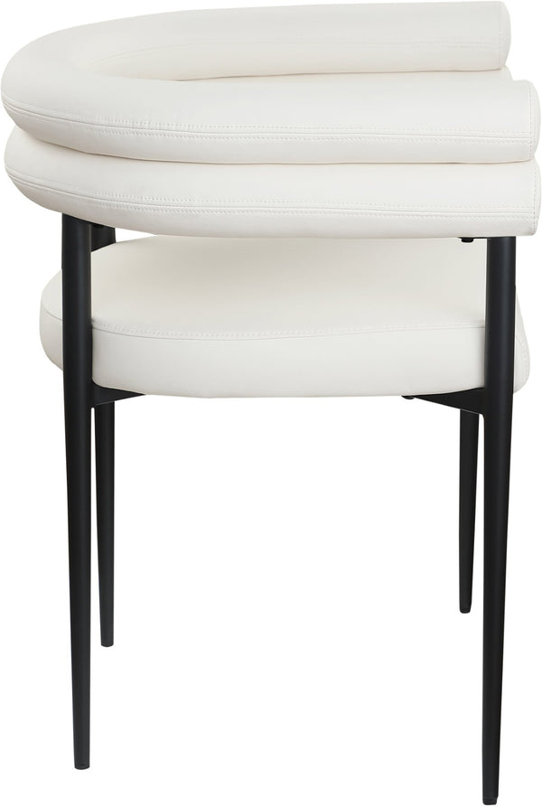 Meridian Furniture Lavina Vegan Leather Dining Chair with Matte Iron Frame for Modern Spaces Cream 509Cream-C