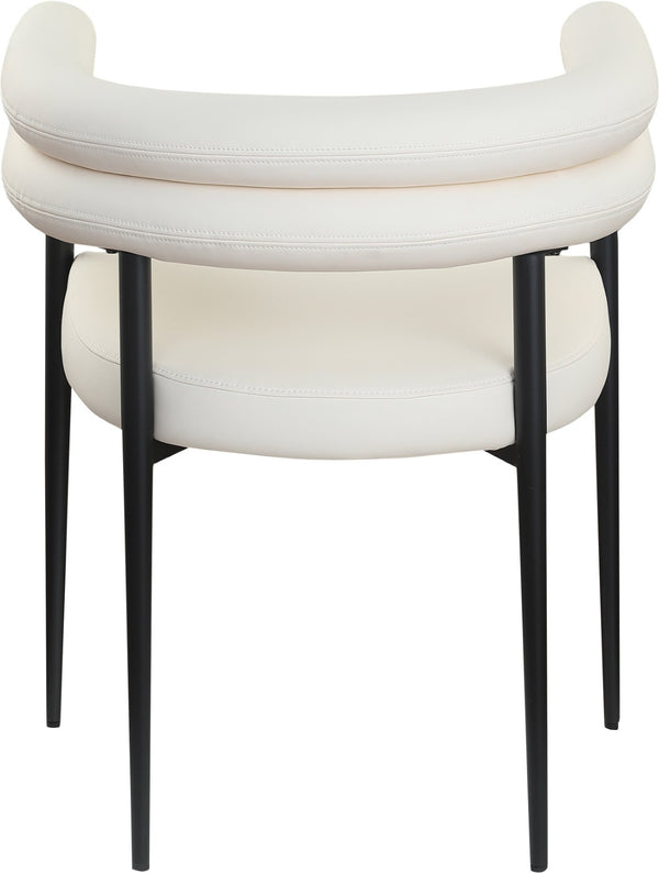 Meridian Furniture Lavina Vegan Leather Dining Chair with Matte Iron Frame for Modern Spaces Cream 509Cream-C
