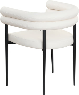 Meridian Furniture Lavina Vegan Leather Dining Chair with Matte Iron Frame for Modern Spaces Cream 509Cream-C