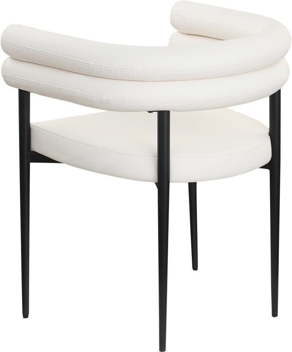 Meridian Furniture Lavina Vegan Leather Dining Chair with Matte Iron Frame for Modern Spaces Cream 509Cream-C