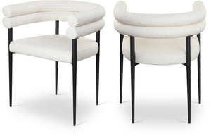 Meridian Furniture Lavina Vegan Leather Dining Chair with Matte Iron Frame for Modern Spaces Cream 509Cream-C