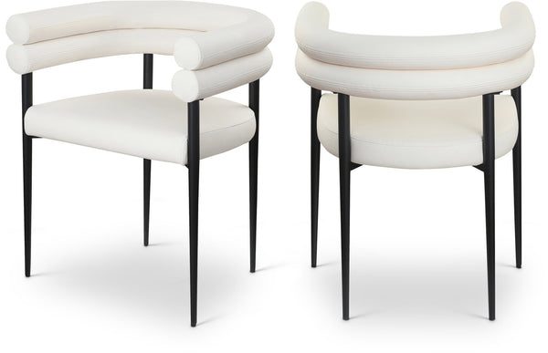 Meridian Furniture Lavina Vegan Leather Dining Chair with Matte Iron Frame for Modern Spaces Cream 509Cream-C