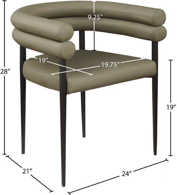 Meridian Furniture Lavina Vegan Leather Dining Chair with Matte Iron Frame for Modern Spaces Olive 509Olive-C