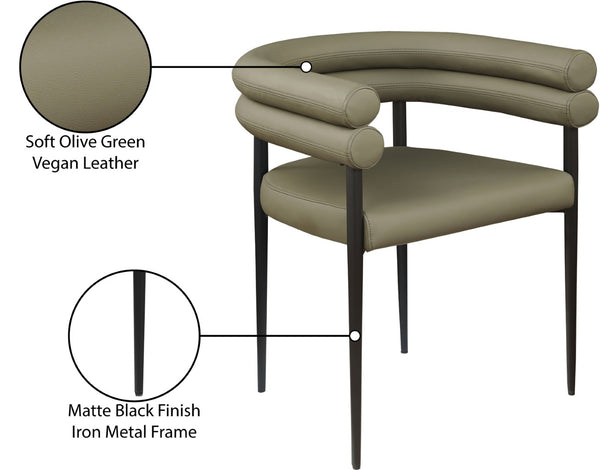 Meridian Furniture Lavina Vegan Leather Dining Chair with Matte Iron Frame for Modern Spaces Olive 509Olive-C