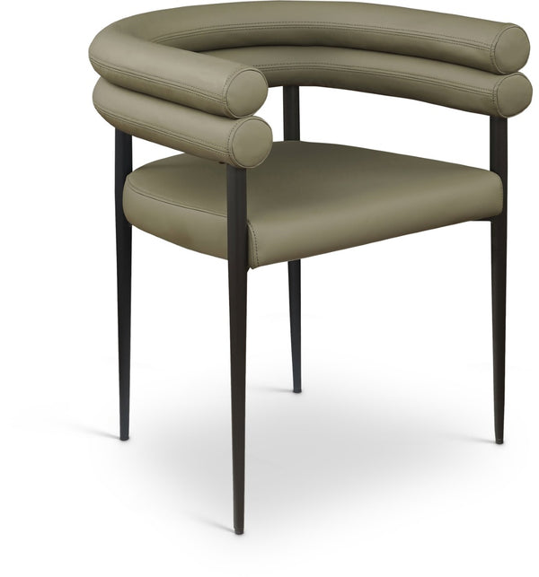 Meridian Furniture Lavina Vegan Leather Dining Chair with Matte Iron Frame for Modern Spaces Olive 509Olive-C