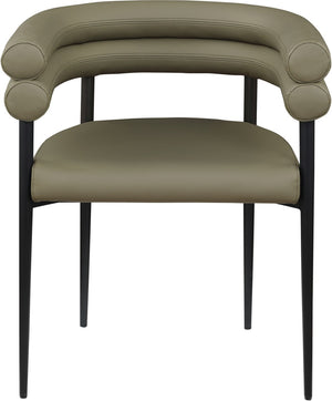 Meridian Furniture Lavina Vegan Leather Dining Chair with Matte Iron Frame for Modern Spaces Olive 509Olive-C