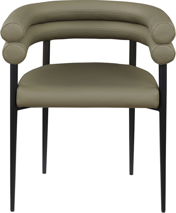 Meridian Furniture Lavina Vegan Leather Dining Chair with Matte Iron Frame for Modern Spaces Olive 509Olive-C