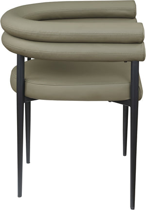 Meridian Furniture Lavina Vegan Leather Dining Chair with Matte Iron Frame for Modern Spaces Olive 509Olive-C