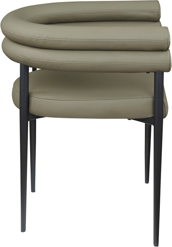 Meridian Furniture Lavina Vegan Leather Dining Chair with Matte Iron Frame for Modern Spaces Olive 509Olive-C