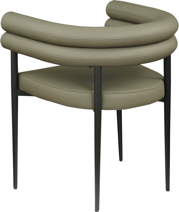 Meridian Furniture Lavina Vegan Leather Dining Chair with Matte Iron Frame for Modern Spaces Olive 509Olive-C