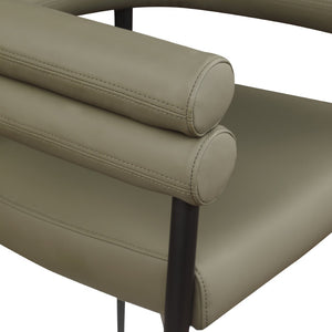 Meridian Furniture Lavina Vegan Leather Dining Chair with Matte Iron Frame for Modern Spaces Olive 509Olive-C