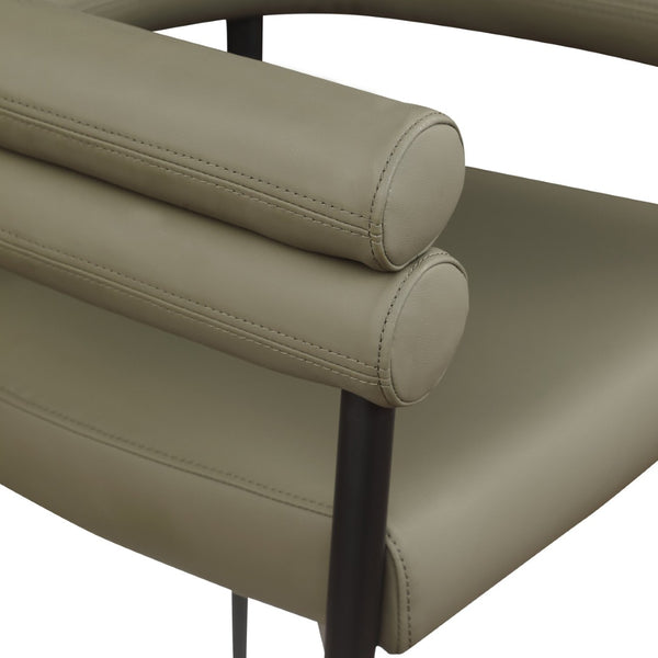 Meridian Furniture Lavina Vegan Leather Dining Chair with Matte Iron Frame for Modern Spaces Olive 509Olive-C
