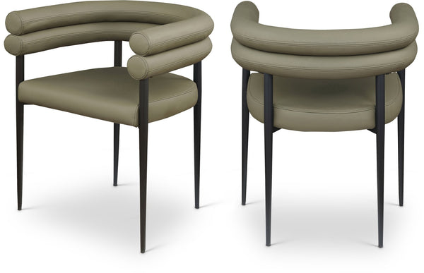 Meridian Furniture Lavina Vegan Leather Dining Chair with Matte Iron Frame for Modern Spaces Olive 509Olive-C